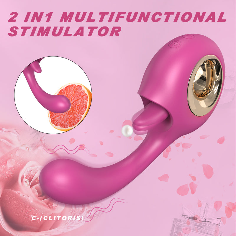 YoYoLemon – vibromasseur gode point G, 2 en 1, léchage de langue clitoridienne et stimulateur sexuel Rose vibrant pour femmes, jouets sexuels pour adultes
